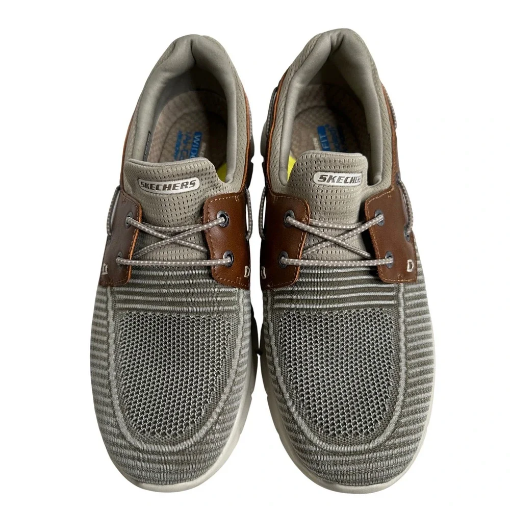 Skechers‎ Del Retto Slip on Men's Wide Fit Boat Shoes Sneakers Taupe Brown 11